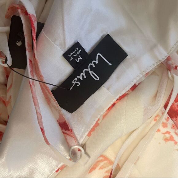 Lulu's Elegantly Inclined Cream and Coral Floral Print Wrap Maxi Dress MED NEW - Picture 8 of 8